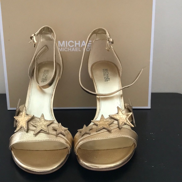 NWB MICHAEL Michael Kors Lexie Gold Sandals 8M - Picture 3 of 7